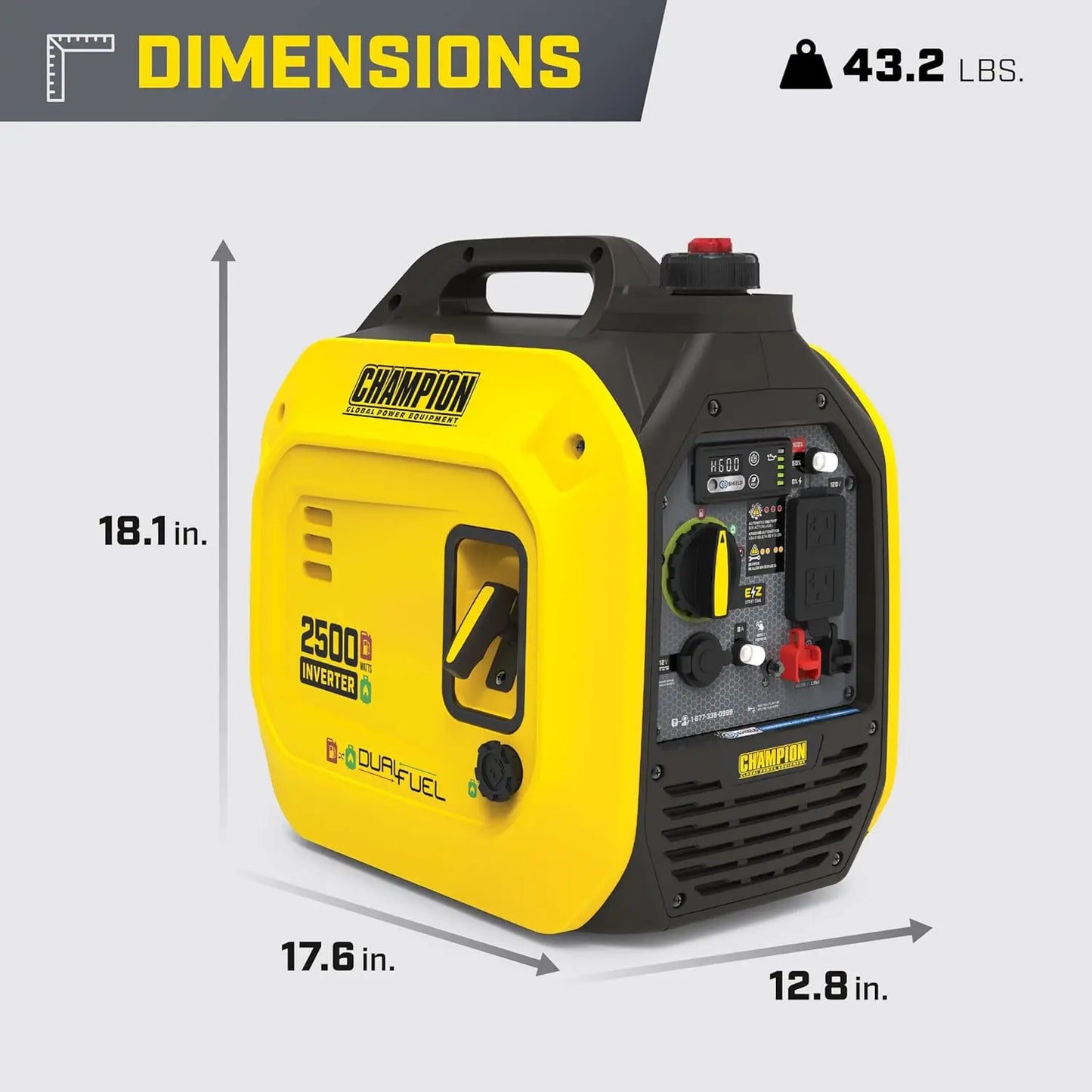 2500-Watt Dual Fuel Portable Inverter Generator with Quiet Technology and CO Shield