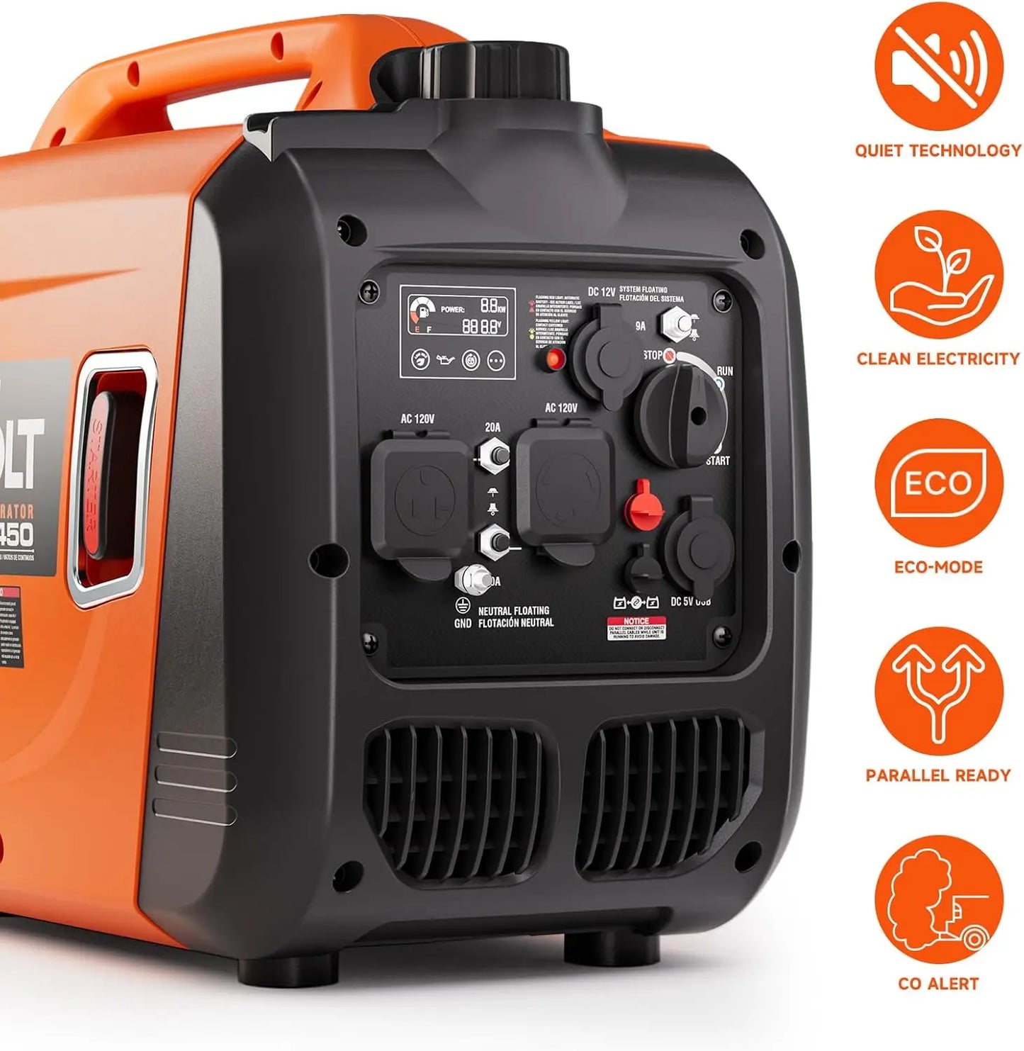 Inverter Generator 4300W Gas Powered Portable Generator Super Quiet Outdoor Generator RV Ready for Camping Tools and Home
