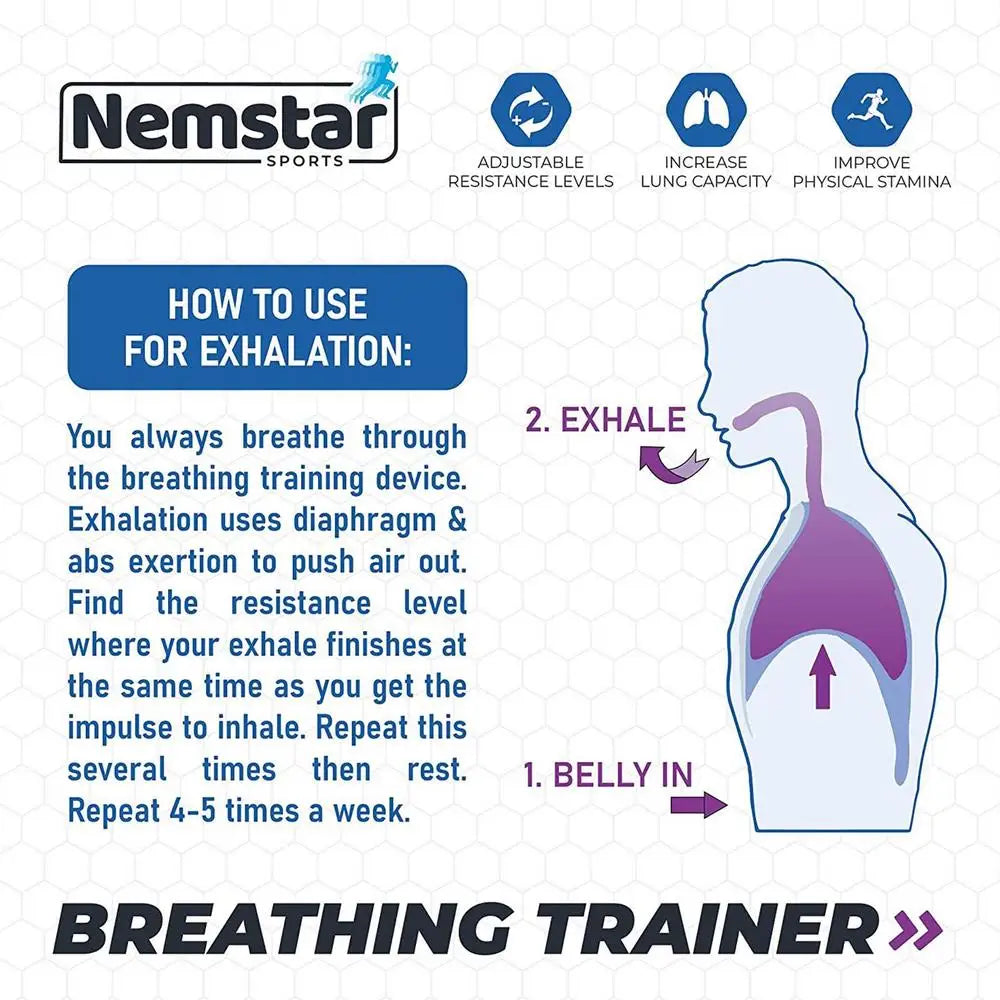 Breathing Trainer Lung Flexer Portable Fitness Exerciser Lung Capacity Exercise Device Breath Adjustable Levels Respiratory Deep