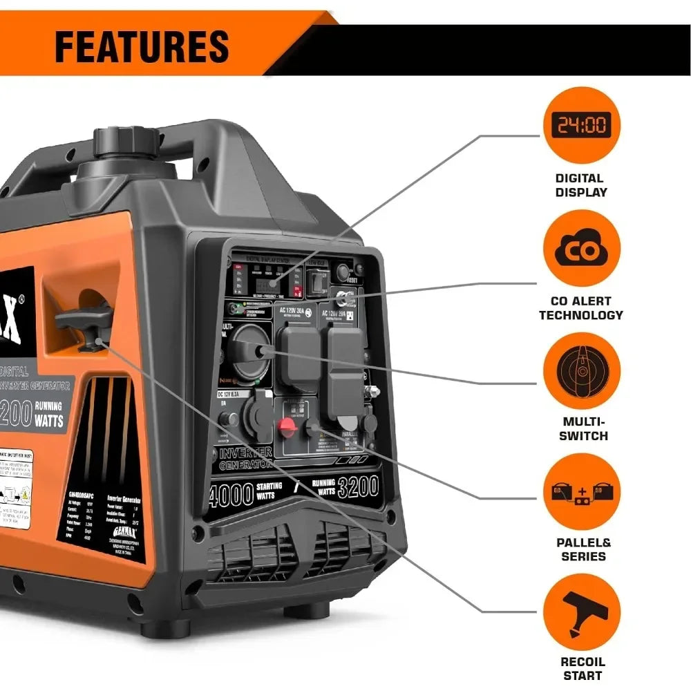 Generator，EPA Compliant, Eco-Mode Feature, Ultra Lightweight for Backup Home Use & Camping